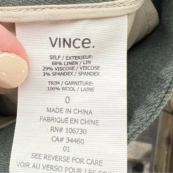 Vince moss green linen blend jogger style dress pants size 0 B182 - Picture 3 of 4